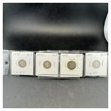 Four Barber Silver Dimes (1908-1909)