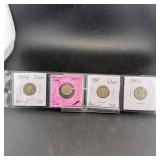 Four Mercury Silver Dimes (1917-1918)
