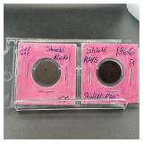 Two Shield Nickels (1866 With Rays & Undated)