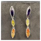 Sterling Silver Multi-Stone Earrings