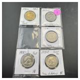 Five Susan B. Anthony Dollar Coins
