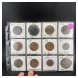 Twelve Foreign One Penny & Half Penny Coins (1865-