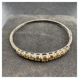 Sterling Silver Citrine Hinged Bracelet