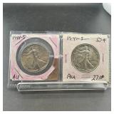 Two Walking Liberty Silver Half Dollars (two 41-s)