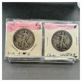 Two Walking Liberty Silver Half Dollars (33-s &34)