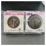 Two Walking Liberty Silver Half Dollars(27-s&28-s)