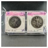 Two Walking Liberty Silver Half Dollars(17-s & 18)