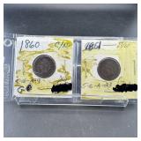 Two Indian Head Cents (1861 & 1862)
