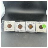 Four Lincoln Memorial Cents (1969-s Doubled Die V)