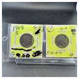 Two Buffalo Nickels (1919-S & 1920-D)