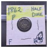 1862 Seated Liberty Silver Half Dime