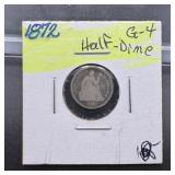 1872 Seated Liberty Silver Half Dime