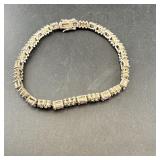 Sterling Silver Pink Stone Tennis Bracelet