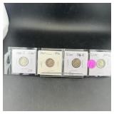 Four Silver Roosevelt Dimes (1940&1946)