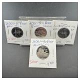 Four 2001-S Proof Silver State Quarters