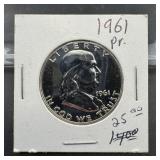 1961 Proof Franklin Silver Half Dollar