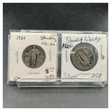 Two Standing Liberty Silver Quarters (1926)