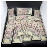 Twenty 2009 Consecutive $5 Federal Reserve Notes (