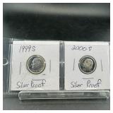 Two Silver Proof Roosevelt Dimes (1990-S & 2000-S)