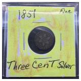 1851 Silver Three-Cent Piece