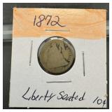 1872 Seated Liberty Silver Dime