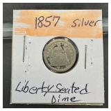 1857 Seated Liberty Silver Dime