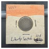 1857 Seated Liberty Silver Dime