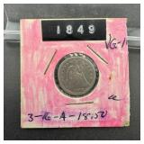 1849 Seated Liberty Silver Dime