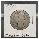 1894-S Barber Silver Half Dollar