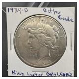 1934-D Peace Silver Dollar