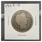 1908-O Barber Silver Half Dollar