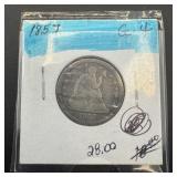 1857 Seated Liberty Silver Quarter