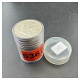 Tube Of 20 Silver Franklin Half Dollars (1950-1960