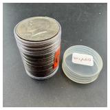 Tube of 20 Kennedy Half Dollars (1970-1980s, Mixed