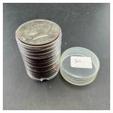 Tube of 20 Kennedy Half Dollars (1970