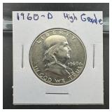 1960-d Franklin Silver Half Dollar