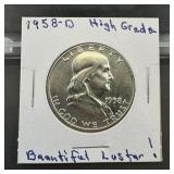 1958-d Franklin Silver Half Dollar