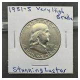 1951-s Franklin Silver Half Dollar