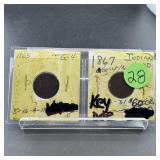 Two Indian Head Cents (1865 & 1868)