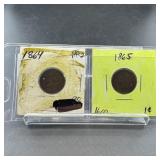 Two Indian Head Cents (1864 & 1865)