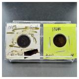 Two Indian Head Cents (1863 & 1864)