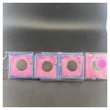 Four Liberty Head V Nickels (1883 Mix: 3 With Cent