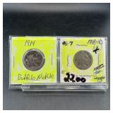 Two Buffalo Nickels (1914 & 1918-D)