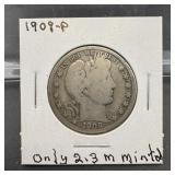 1909 Barber Silver Half Dollar