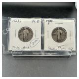 Two Standing Liberty Silver Quarters (1928-S)