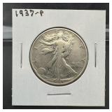 1937 Walking Liberty Silver Half Dollar