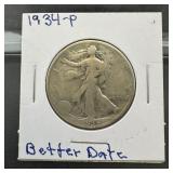 1934 Walking Liberty Silver Half Dollar
