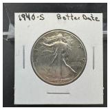 1940-s Walking Liberty Silver Half Dollar