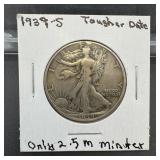 1939-s Walking Liberty Silver Half Dollar