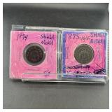 Two Shield Nickels (1874 & 1875)